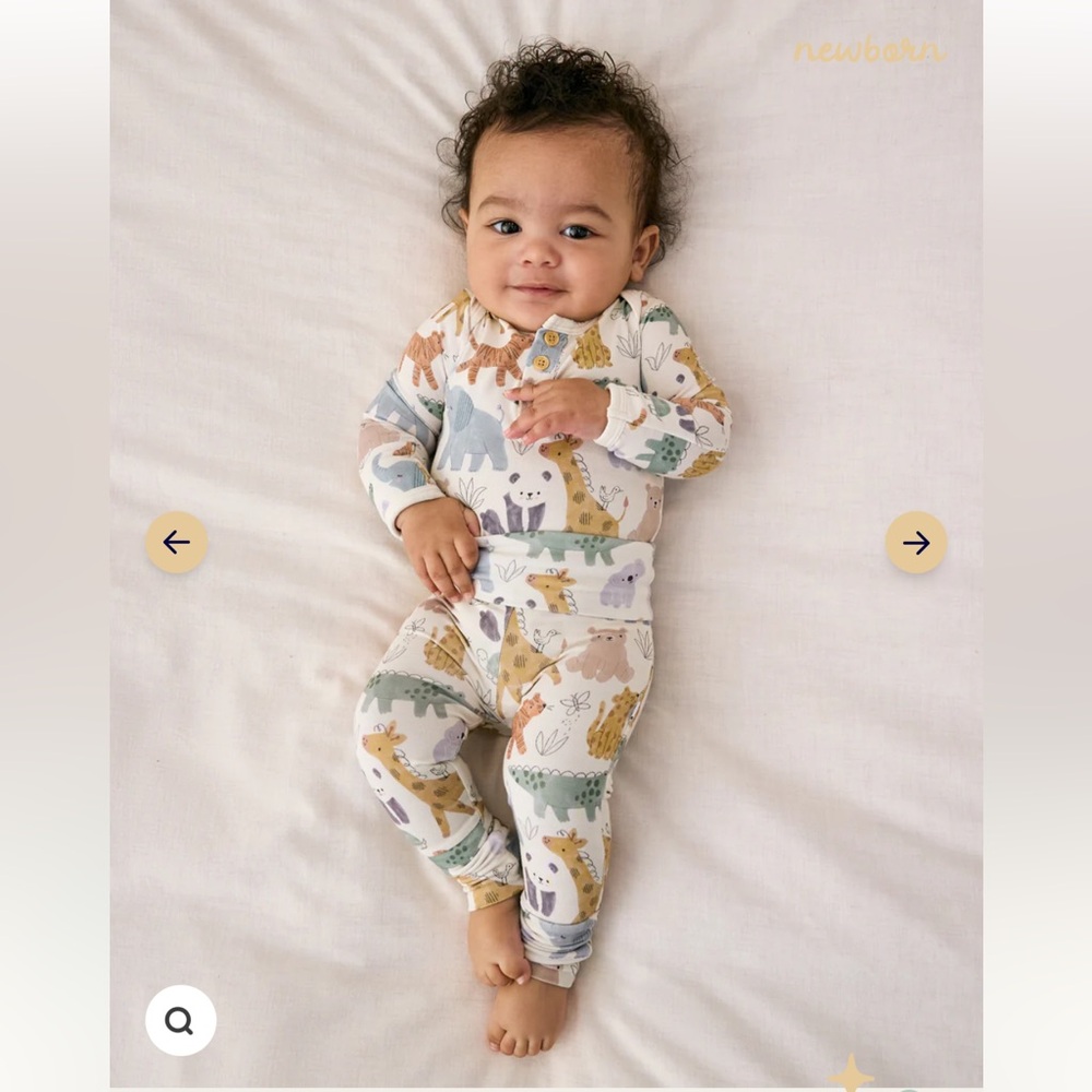 nwot little sleepies sweet safari print matching set and elephant lovie bundle